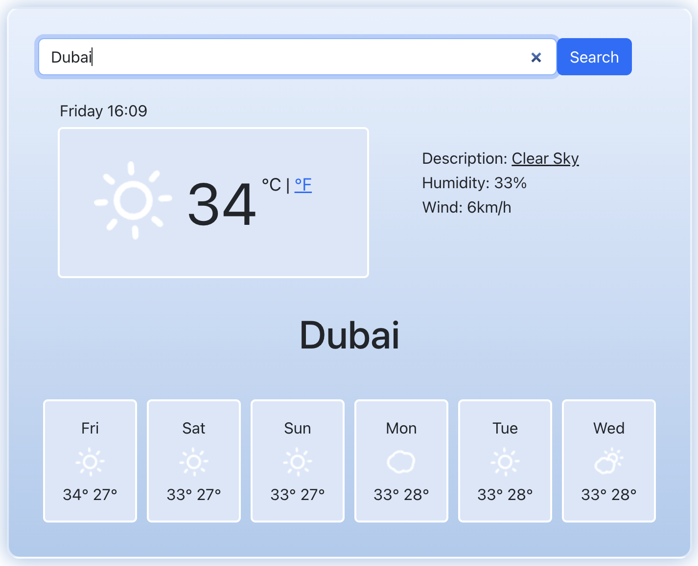 react-weather project screenshot