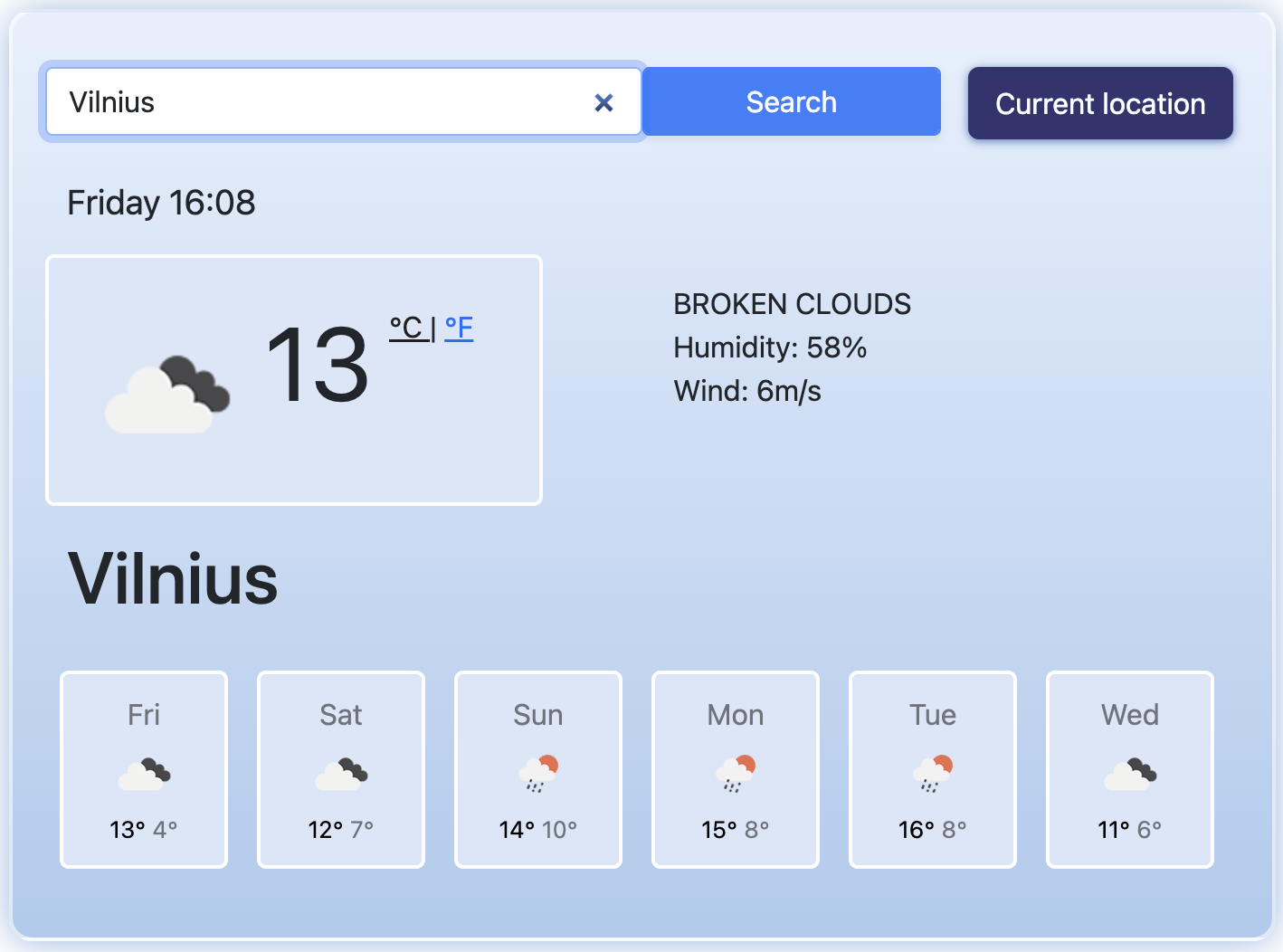 weather project screenshot